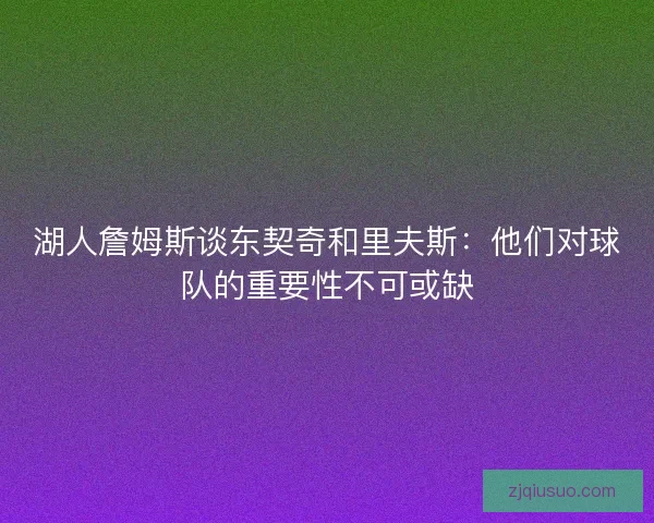 湖人詹姆斯谈东契奇和里夫斯：他们对球队的重要性不可或缺